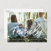 モダンタイポグラフィ家族の写真ホリデー ポストカード (正面/裏面)