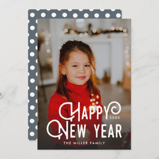 モダンタイポグラフィ年明け顔写真 シーズンカード (正面/裏面)