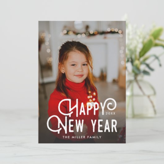 モダンタイポグラフィ年明け顔写真 シーズンカード (スタンド正面)