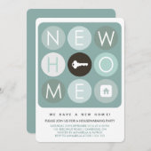 モダンタイポグラフィ引っ越し祝いパーティーパーティの招待状 招待状 (正面/裏面)