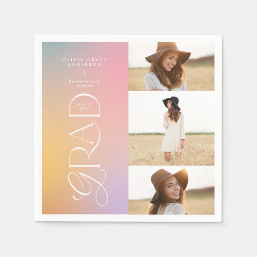 モダンタイポグラフィ数々の大学院歓迎 スタンダードカクテルナプキン (正面)