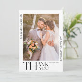 モダンタイポグラフィ文字と写真 | 結婚s サンキューカード (スタンド正面)