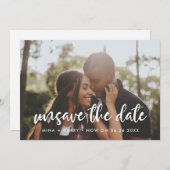 モダンタイポグラフィ日付のフォトカードの保存を解除 案内状 (正面/裏面)