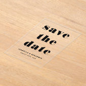 モダンタイポグラフィ日付の保存 アクリル招待状 (レイダウン)