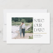 モダンタイポグラフィ日付の正方形の写真を保存 セーブザデート (正面)