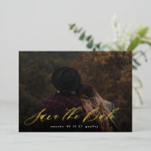 モダンタイポグラフィ書道写真の保存日付 箔招待状 (立ち正面)