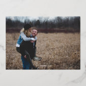 モダンタイポグラフィ書道写真の保存日付 箔招待状 (裏面)