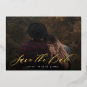 モダンタイポグラフィ書道写真保存日時 箔招待状 (正面)