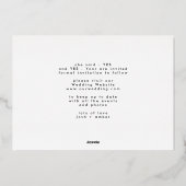 モダンタイポグラフィ書道写真保存日時 箔招待状 (裏面)