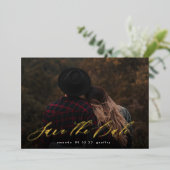 モダンタイポグラフィ書道写真保存日時 箔招待状 (立ち正面)