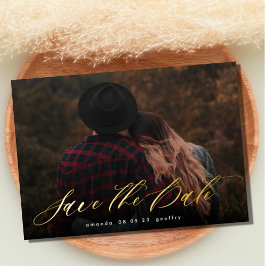 モダンタイポグラフィ書道写真保存日時 箔招待状