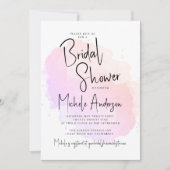 モダンタイポグラフィ水彩洗浄ブライダルシャワー 招待状 (正面)