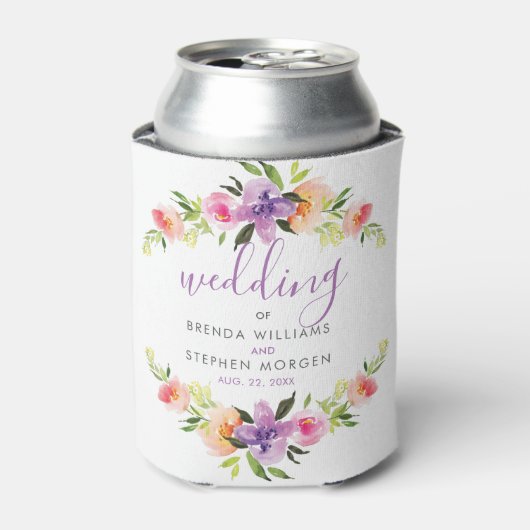 モダンタイポグラフィ水彩花フレーム 缶クーラー (缶正面)