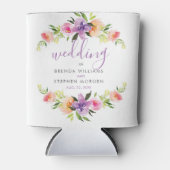 モダンタイポグラフィ水彩花フレーム 缶クーラー (正面)