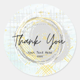 モダンタイポグラフィ水彩黄色ありがとう ラウンドシール