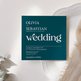 モダンタイポグラフィ深いティール（緑がかった色）スクエアフォト結婚ズ 招待状