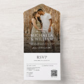 モダンタイポグラフィ独身の写真とQRコード結婚 オールインワン招待状 (内側)