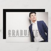 モダンタイポグラフィ男らし卒業写真 案内状 (正面/裏面)