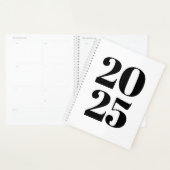 モダンタイポグラフィ白カスタム黒モノグラム プランナー手帳 (ディスプレー)