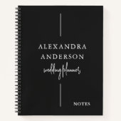 モダンタイポグラフィ白黒エレガントミニマル ノートブック (正面)