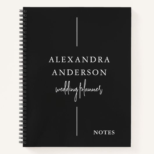 モダンタイポグラフィ白黒エレガントミニマル ノートブック (正面)