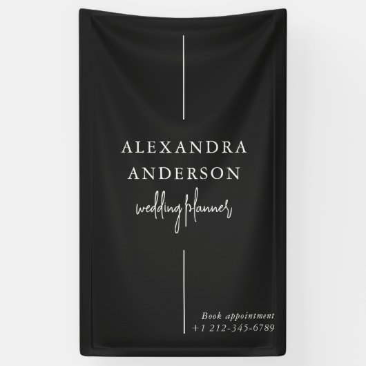 モダンタイポグラフィ白黒エレガントミニマル 横断幕 (縦)