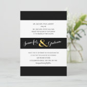 モダンタイポグラフィ白黒ストライプ | ゴールド 招待状 (スタンド正面)