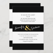 モダンタイポグラフィ白黒ストライプ | ゴールド 招待状 (正面/裏面)