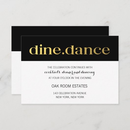 モダンタイポグラフィ白黒ストライプ | 披露宴 招待状 (正面/裏面)