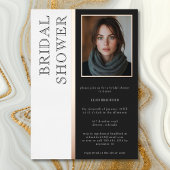 モダンタイポグラフィ白黒フォトブライダルシャワー 箔招待状