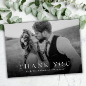 モダンタイポグラフィ白黒フォト結婚ズ サンキューカード