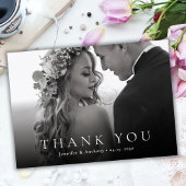 モダンタイポグラフィ白黒フォト結婚ズ サンキューカード