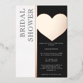 モダンタイポグラフィ白黒ブライダルシャワー 箔招待状 (正面)