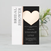 モダンタイポグラフィ白黒ブライダルシャワー 箔招待状 (立ち正面)