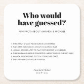 モダンタイポグラフィ白黒結婚のおもしろい事実 スクエアペーパーコースター (正面)