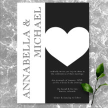 モダンタイポグラフィ白黒結婚ハート