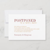 モダンタイポグラフィ秋の結婚式延期 招待状 (正面)
