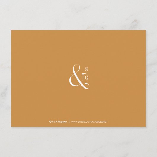 モダンタイポグラフィ秋の結婚式披露宴 エンクロージャーカード (裏面)