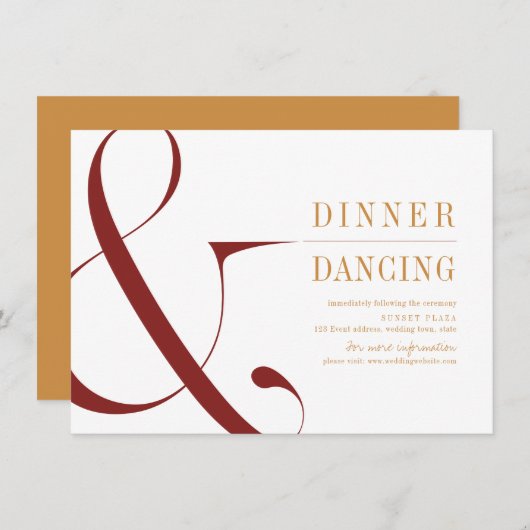 モダンタイポグラフィ秋の結婚式披露宴 エンクロージャーカード (正面/裏面)