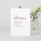 モダンタイポグラフィ秋の結婚式詳細カード エンクロージャーカード (スタンド正面)