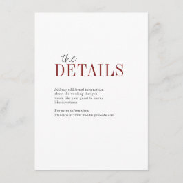 モダンタイポグラフィ秋の結婚式詳細カード エンクロージャーカード
