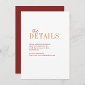 モダンタイポグラフィ秋の結婚式詳細カード エンクロージャーカード (正面/裏面)