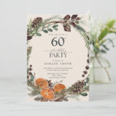 モダンタイポグラフィ素朴オレンジ60誕生日 招待状 (スタンド正面)