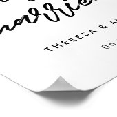 モダンタイポグラフィ結婚たった今結婚しました徴候 ポスター (角)