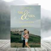 モダンタイポグラフィ結婚の写真ありがとうご実在ざう 箔グリーティングカード