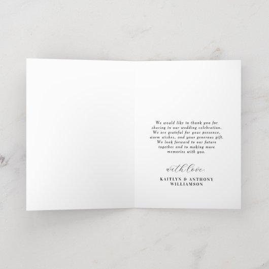 モダンタイポグラフィ結婚の写真ありがとうご実在ざう 箔グリーティングカード (内側レイダウン)