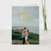 モダンタイポグラフィ結婚の写真ありがとうご実在ざう 箔グリーティングカード (正面)