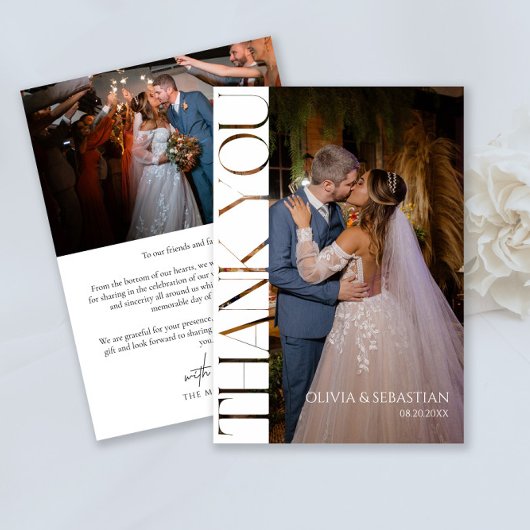 モダンタイポグラフィ結婚の写真 サンキューカード