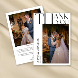 モダンタイポグラフィ結婚の写真 サンキューカード