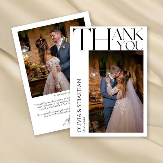 モダンタイポグラフィ結婚の写真 サンキューカード